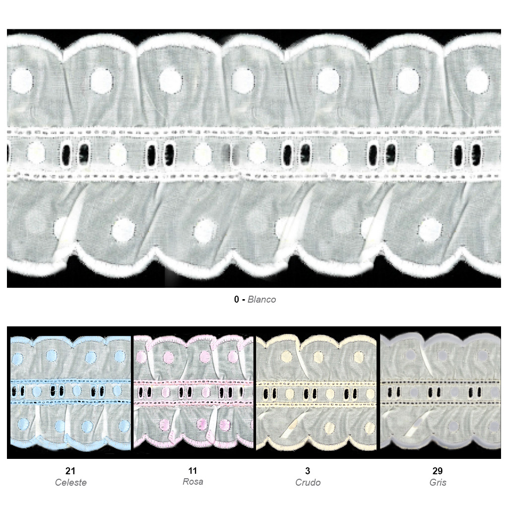 Tira bordada entredos 75 mm