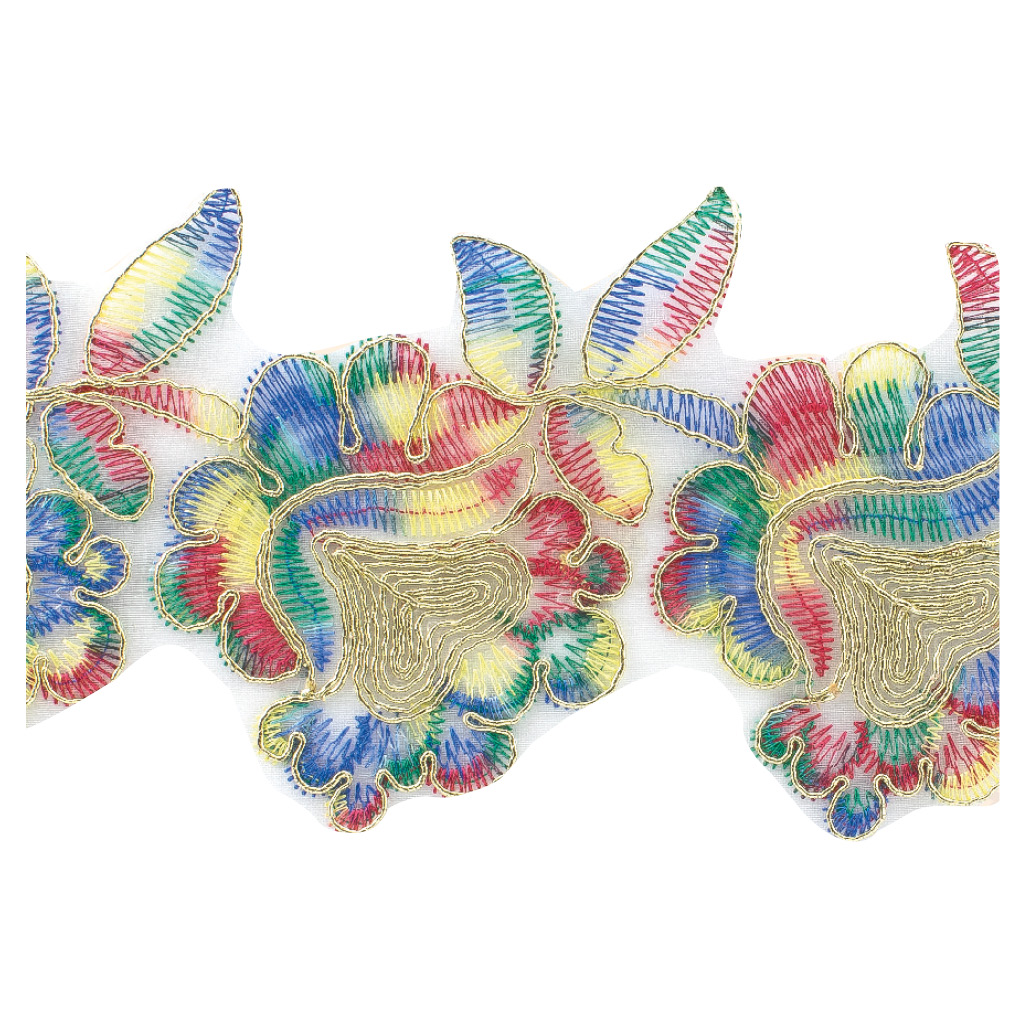 Galón bordado multicolor