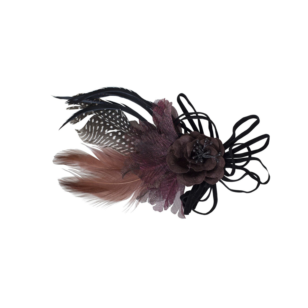 Aplique Flor Plumas- Broche con Pinza