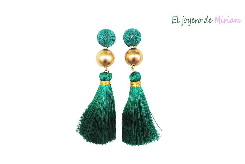 Pendientes flecos azul turquesa