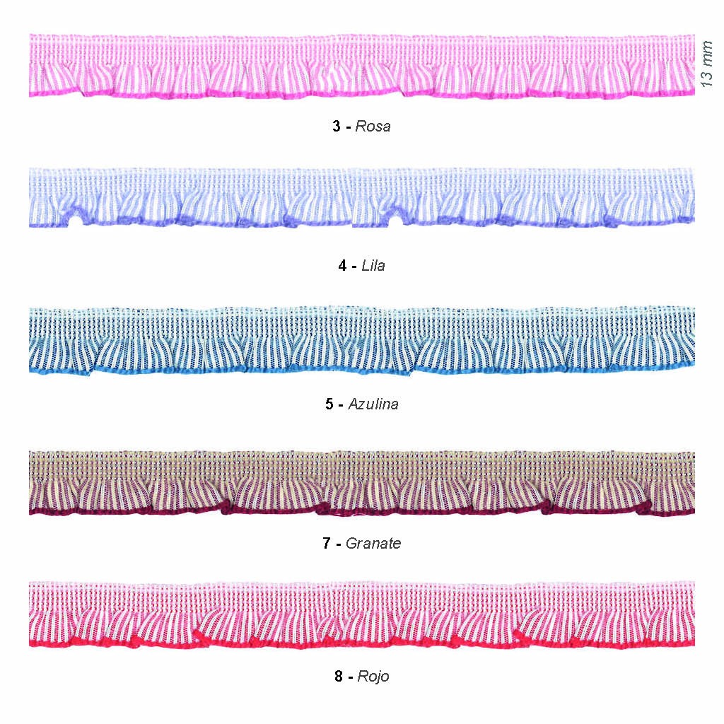 Volante Plisado a rayas 13 mm