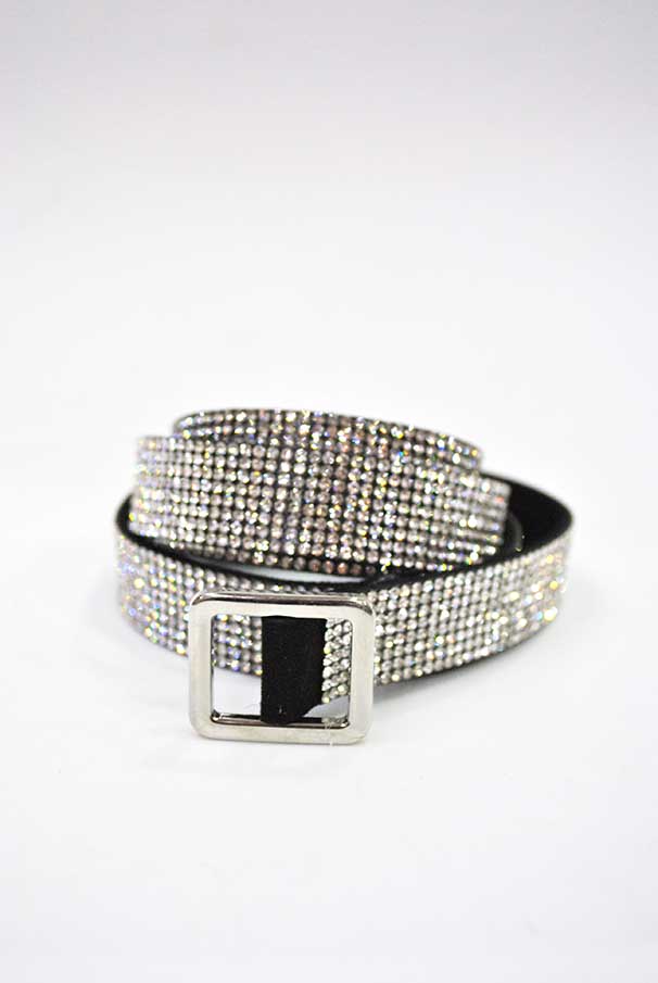 Cinturón brillantes plateados