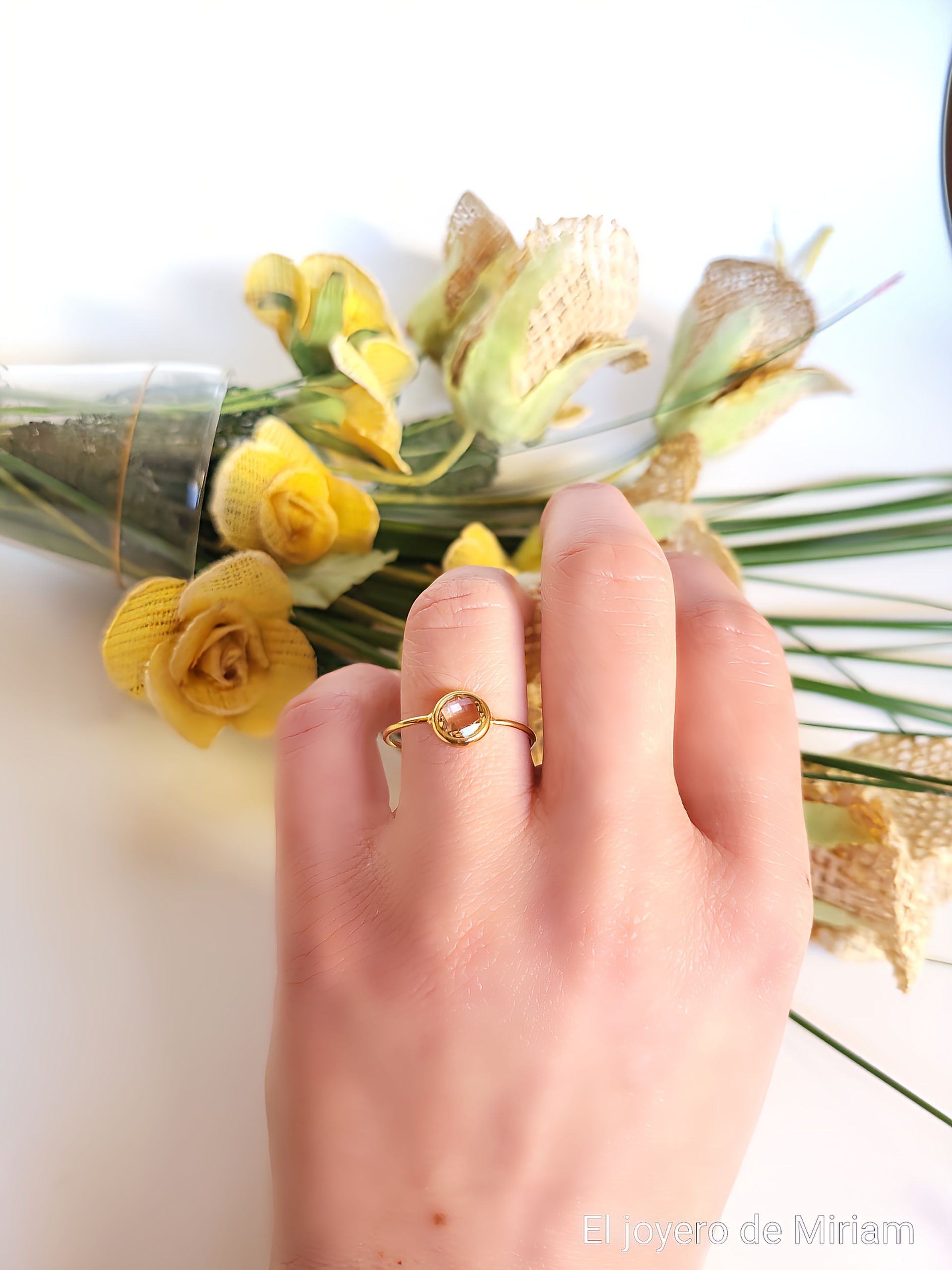 Anillo blanco ajustable acero - Imagen 2