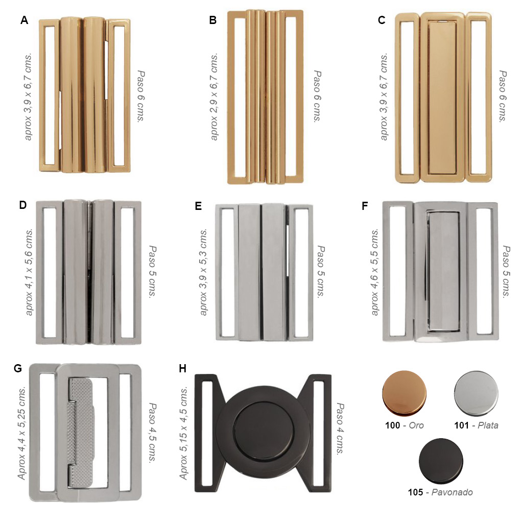 Hebillas metal niquel free varios tamaños