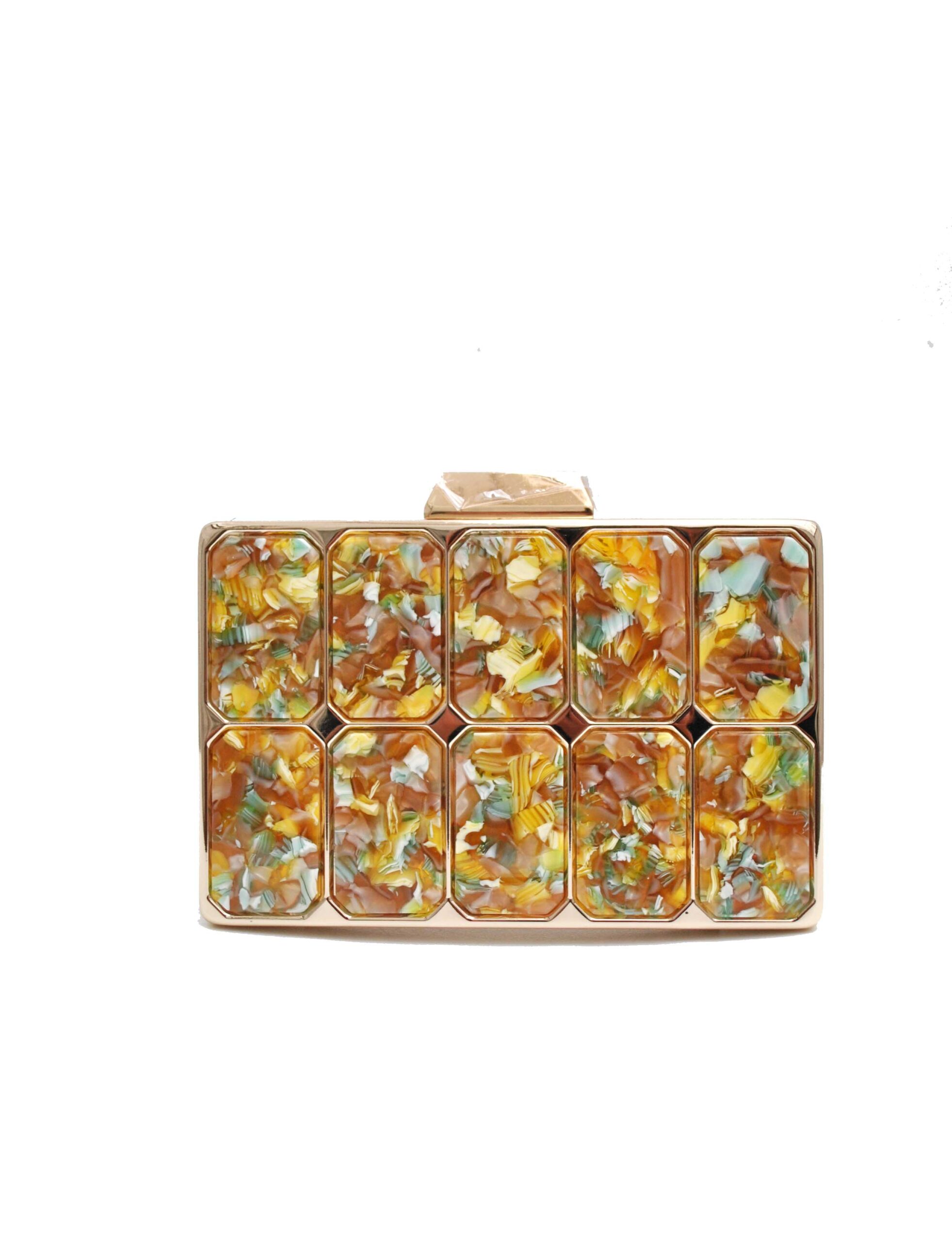 Clutch nácar mostaza combi