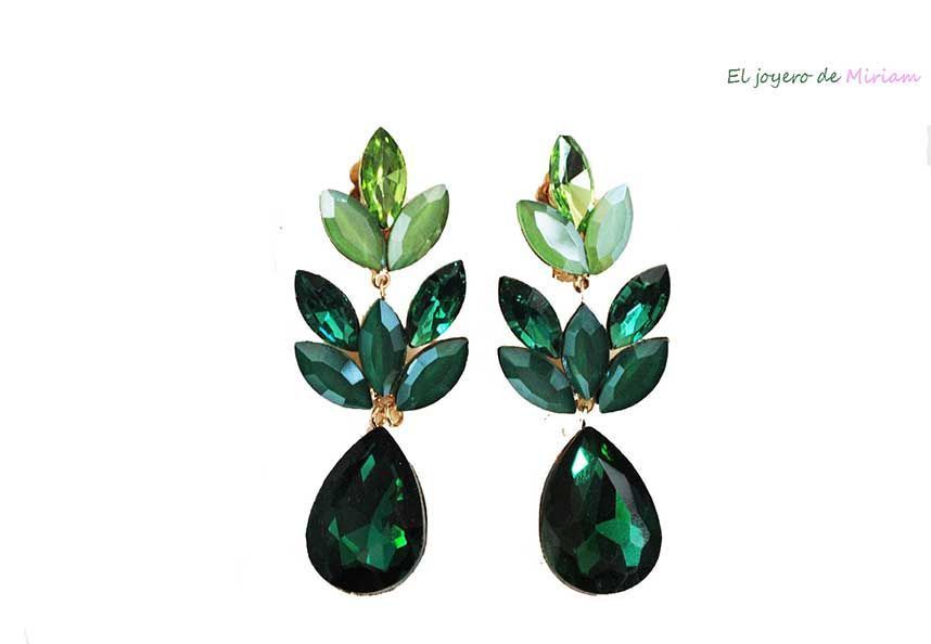 Pendientes verdes de cristal