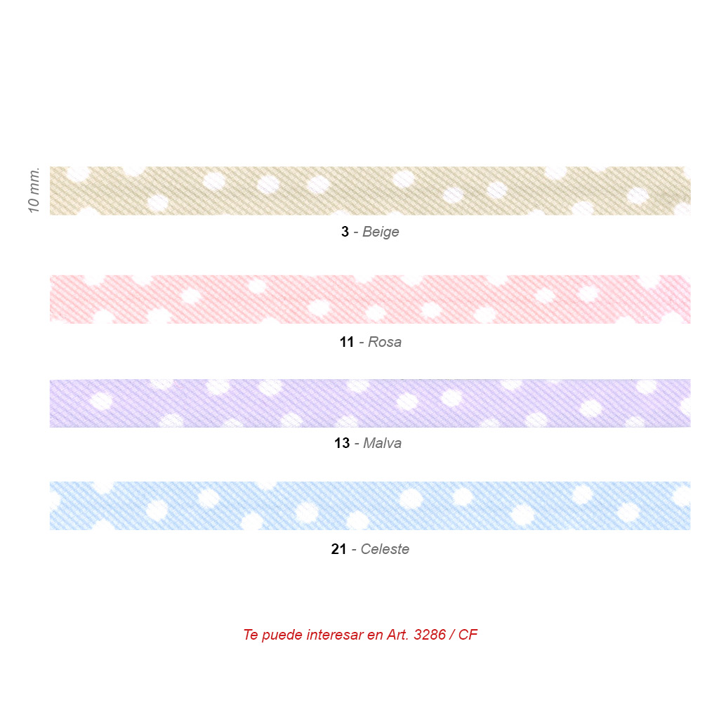 Cordón Spaguetti topos o lunares 10 mm.