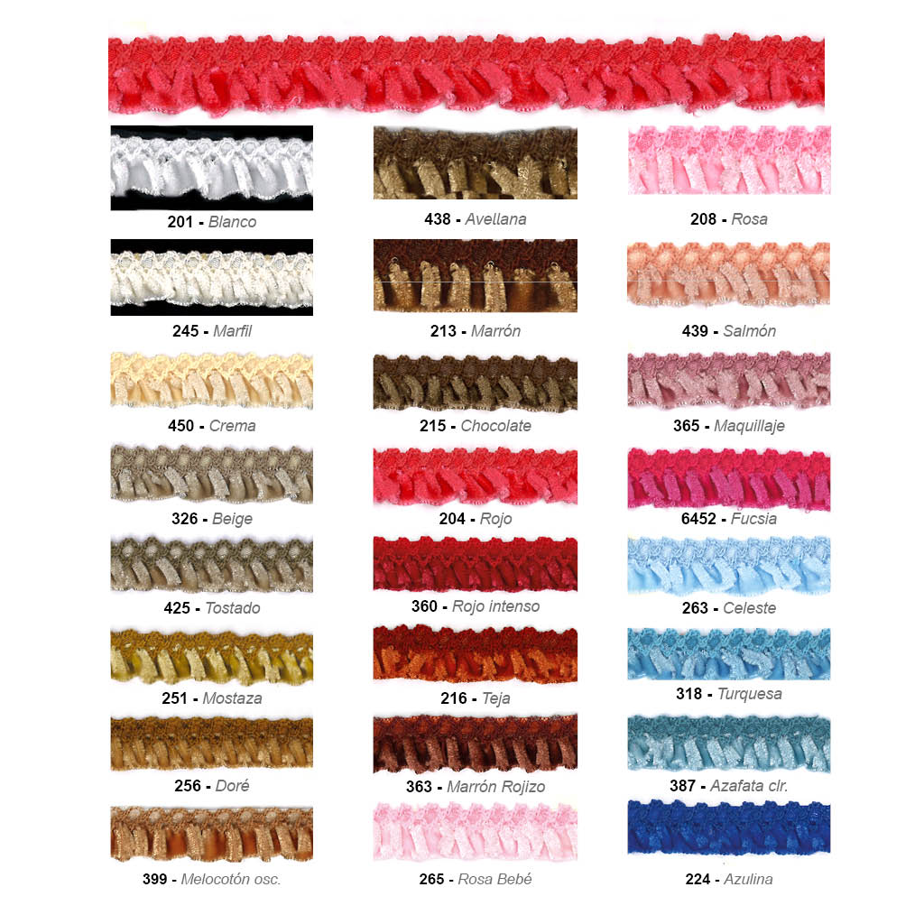 Plisado terciopelo fruncido 15 mm