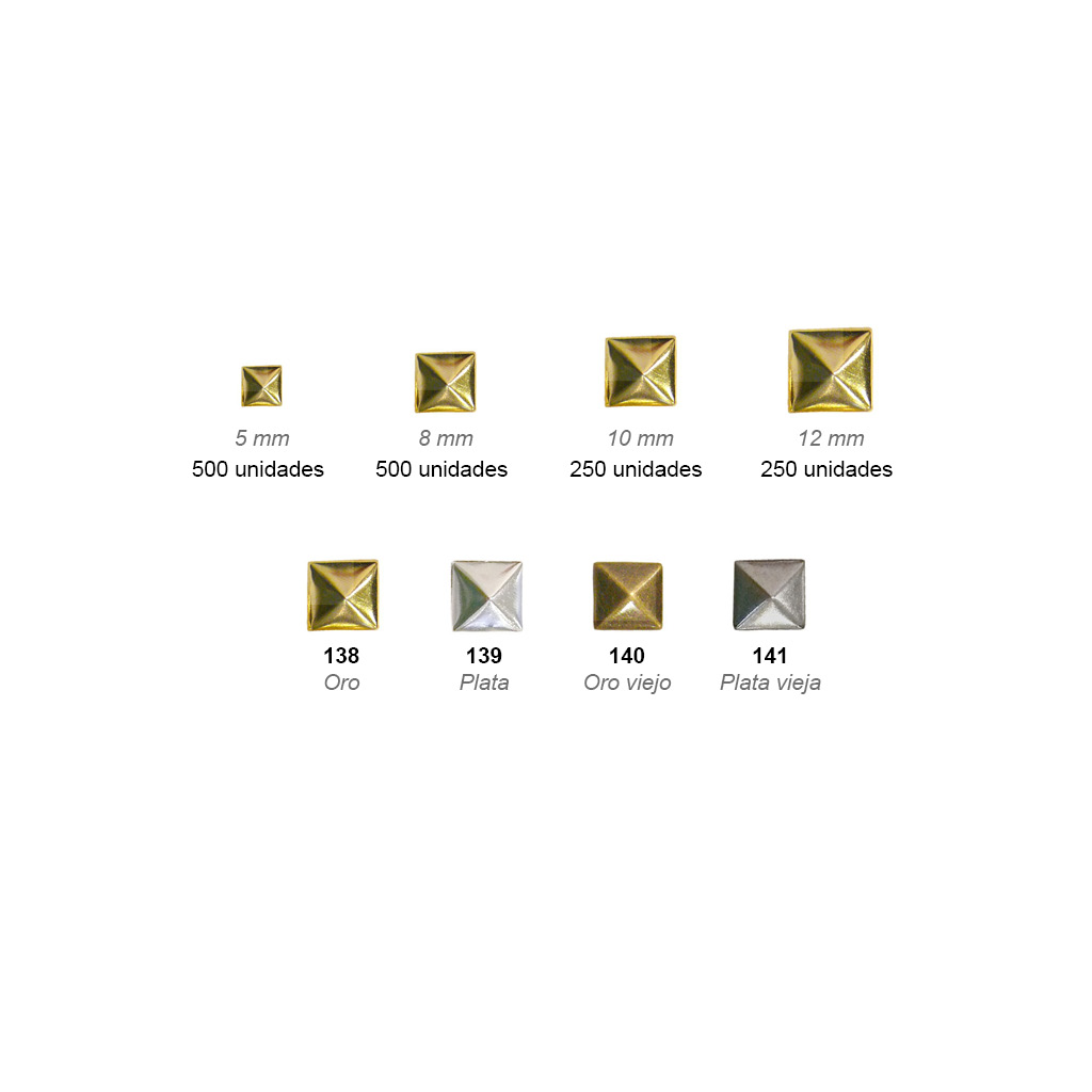 Tachuela metalizada termoadhesiva «cuadrada»