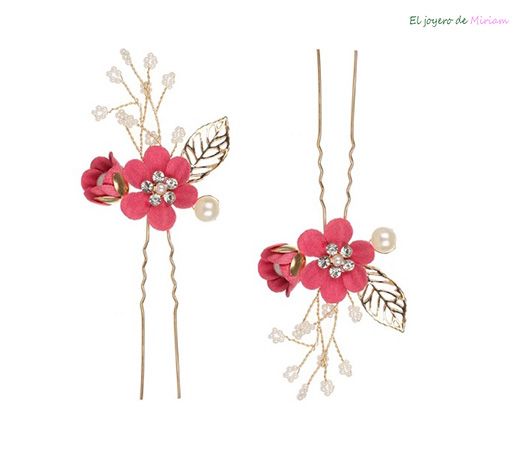 Horquillas flores fucsias