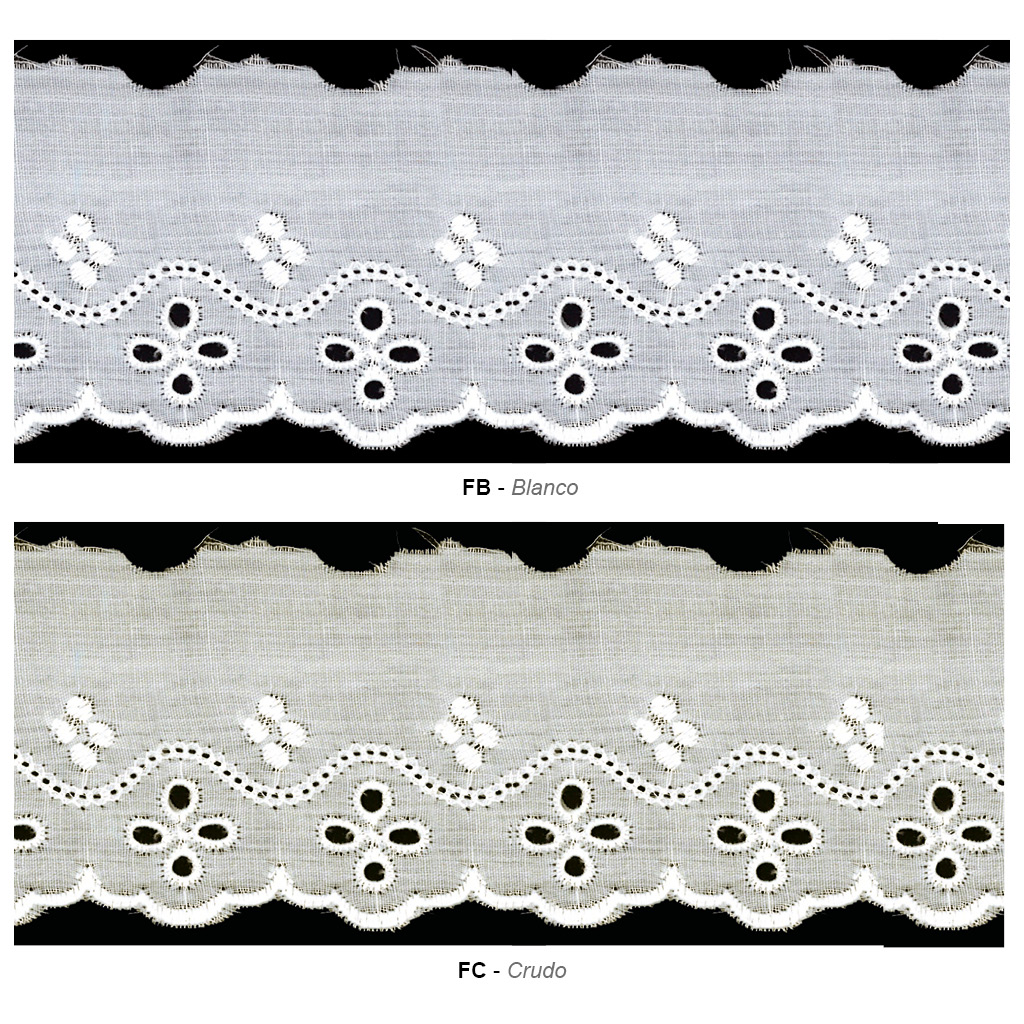 Tira bordada blanco y crudo 55