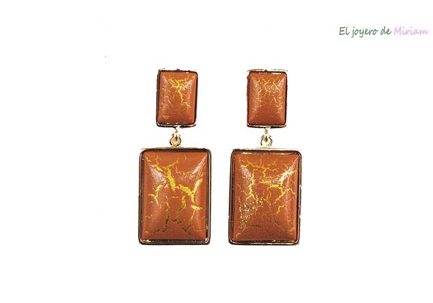 Pendientes naranjas rectangulares