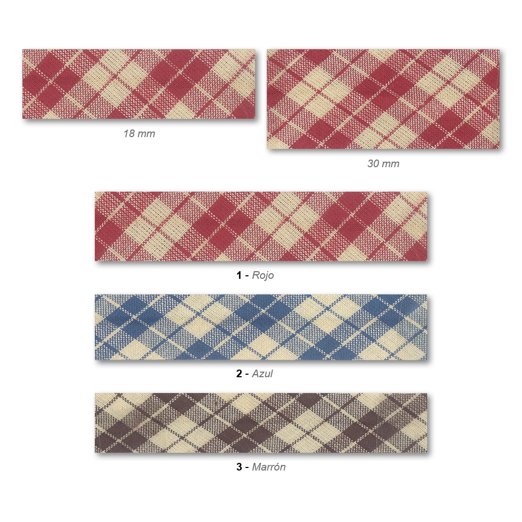 Cinta Bies cuadro escocés 18 y 30 mm.