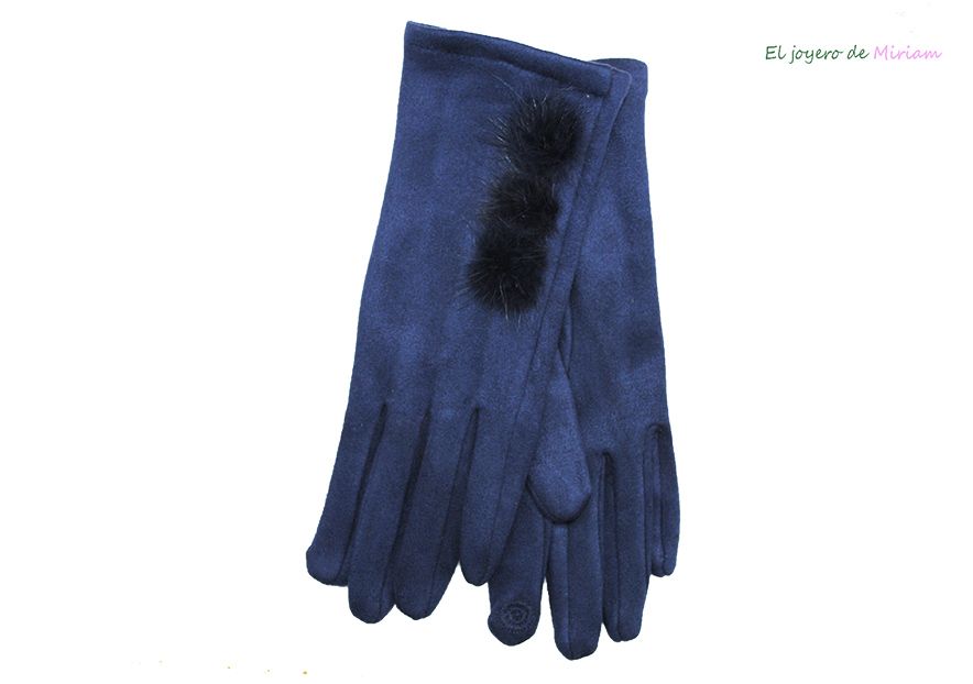 Guantes azul marino con pelo