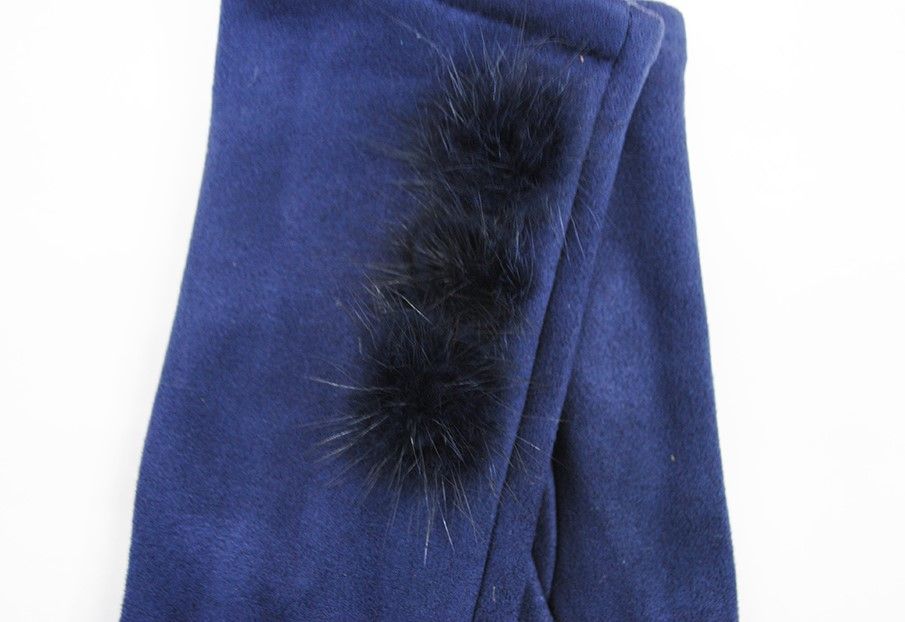Guantes azul marino con pelo - Imagen 2