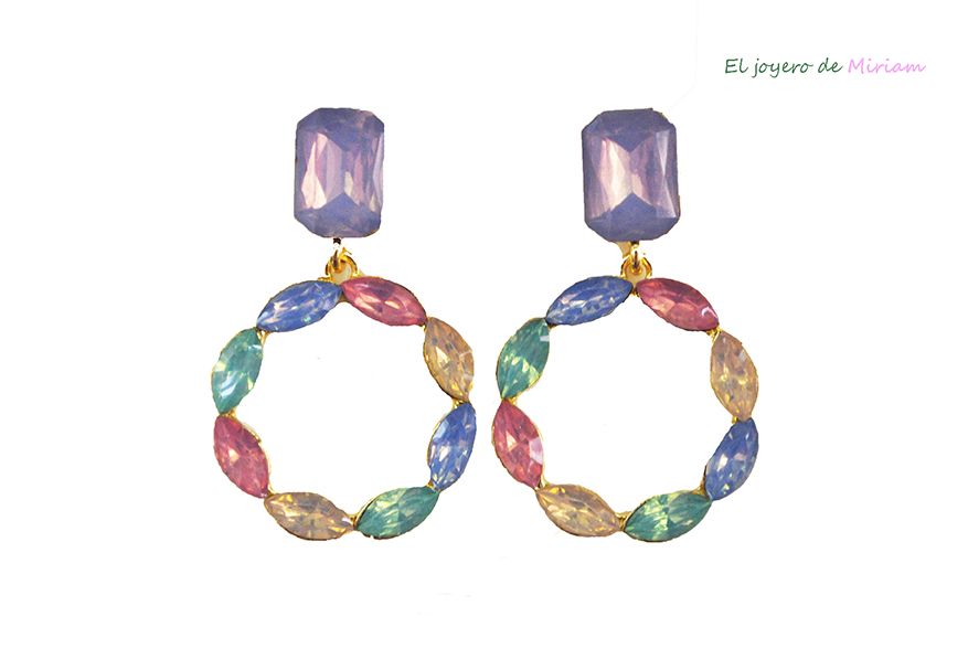 Pendientes de aro multicolor