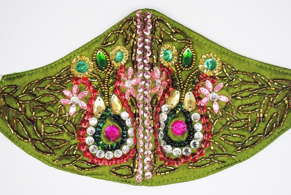 Mascarilla verde pedrería - Imagen 2