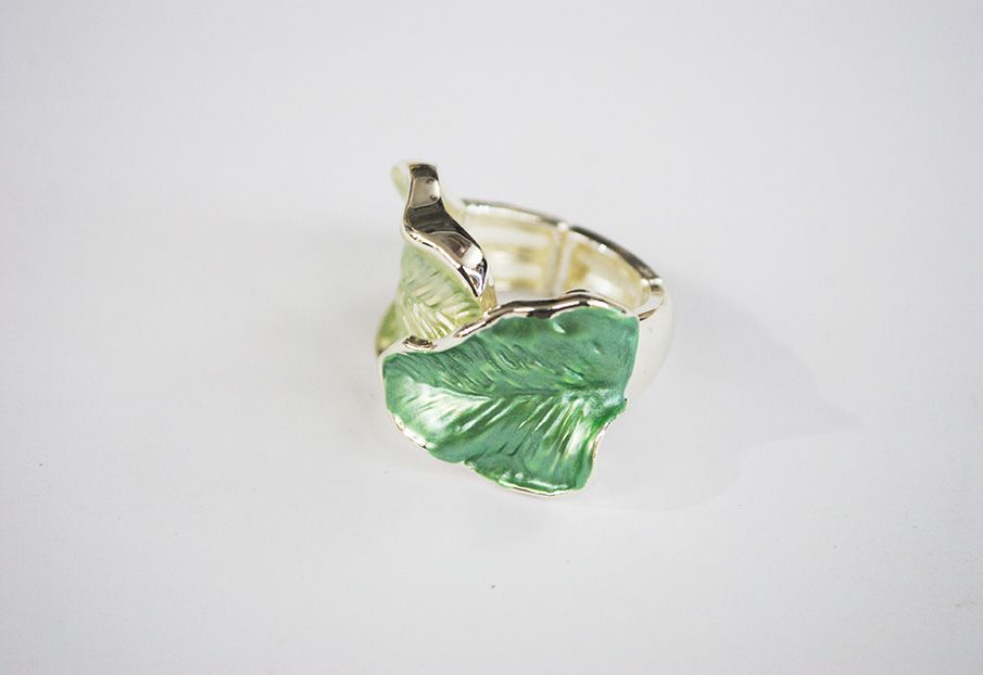 Anillo elástico verde hojas - Imagen 2