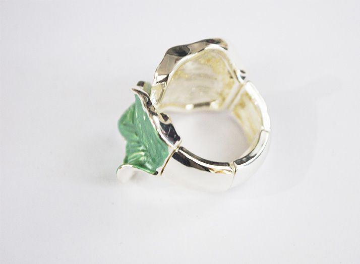 Anillo elástico verde hojas - Imagen 3