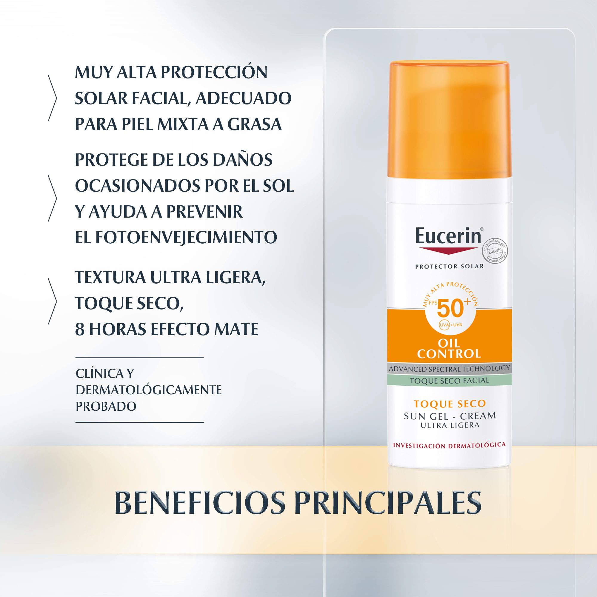 EUCERIN SUN GEL-CREMA OIL CONTROL TOQUE SECO SPF50+ x 50 - Imagen 2