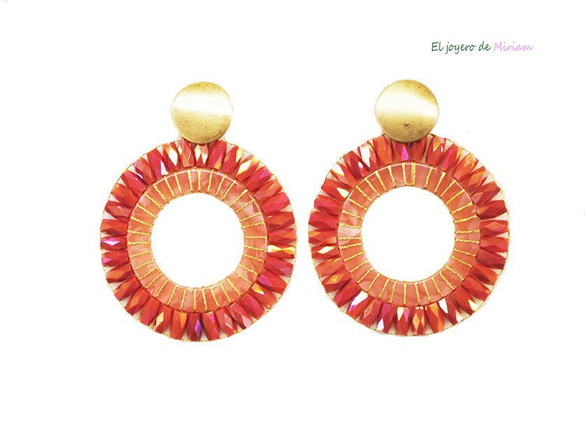 Pendientes naranjas aro