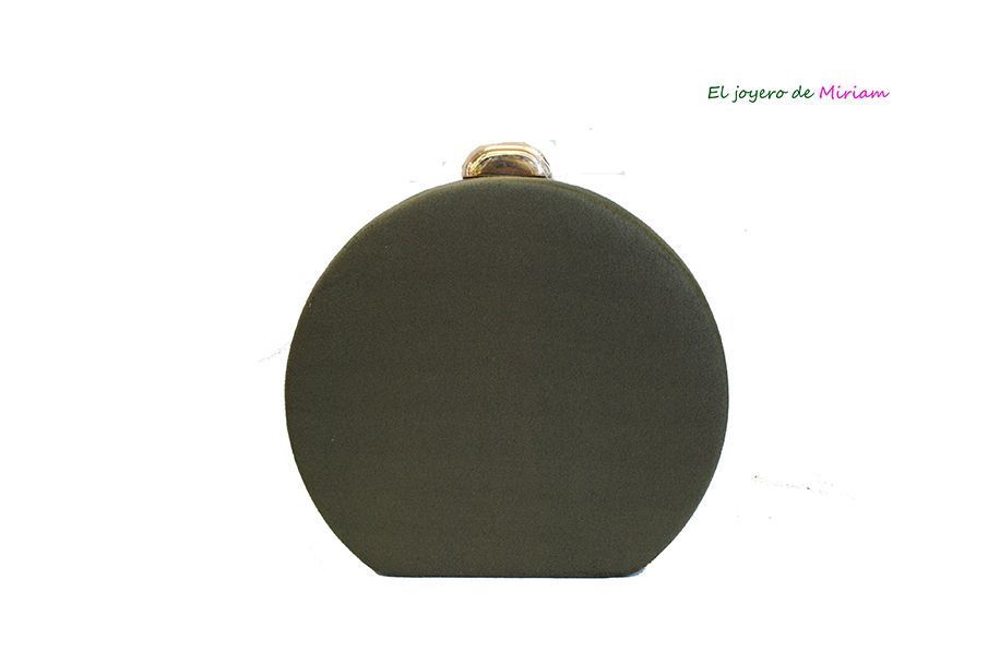 Bolso clutch redondo kaki