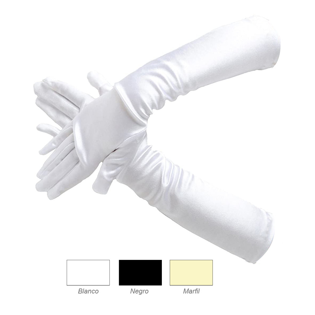 Guantes de raso largos
