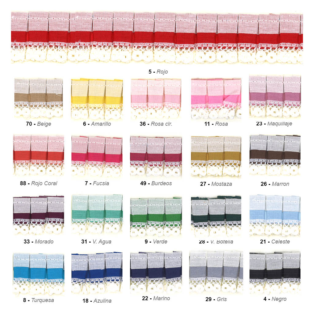 Plisado doble con puntilla 28 mm