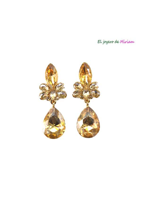 Pendientes dorados cristal