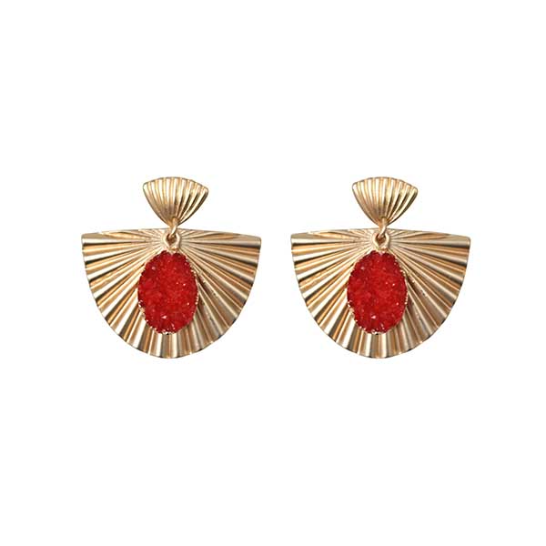 Pendientes dorados piedra roja