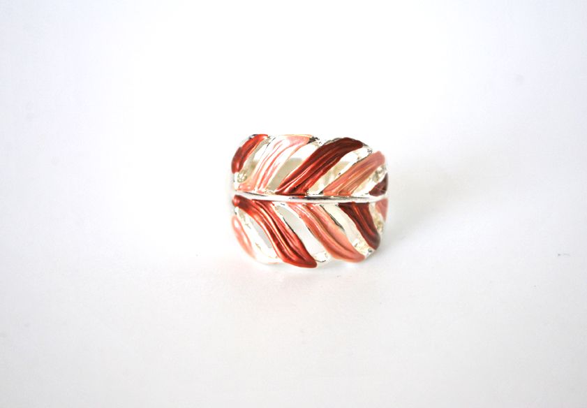 Anillo plateado esmaltes naranjas