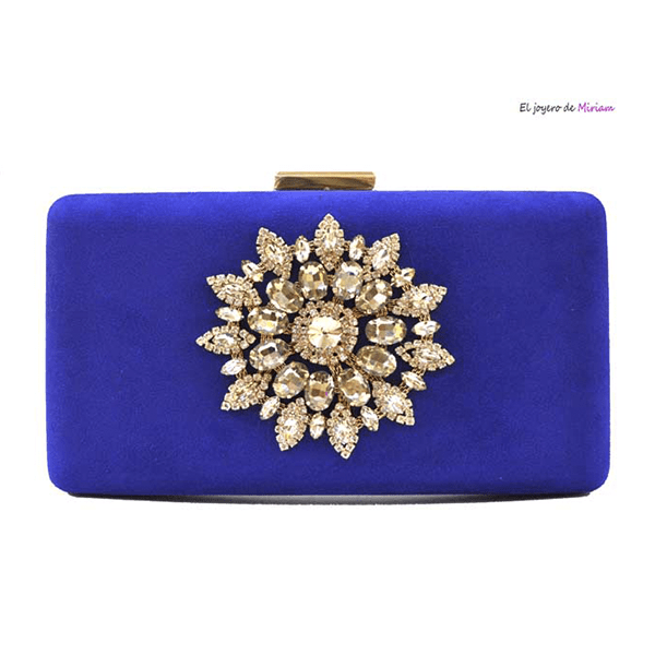 Clutch azul klein pedrería