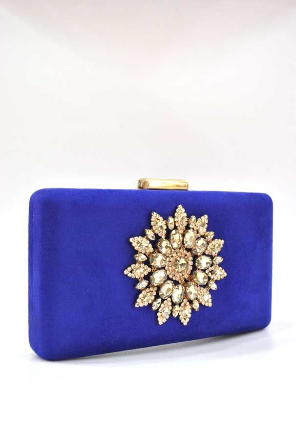Clutch azul klein pedrería - Imagen 2