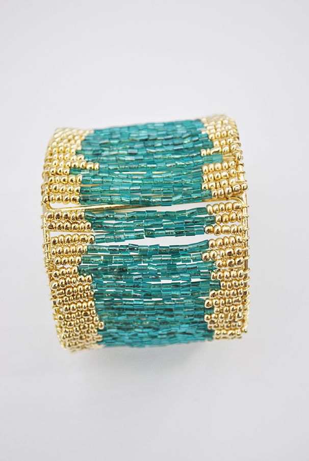 Brazalete turquesa y dorado - Imagen 2