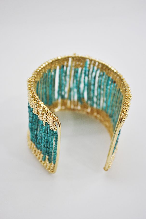 Brazalete turquesa y dorado - Imagen 3