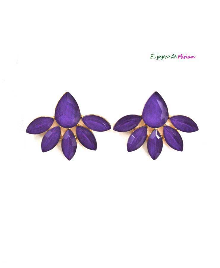 Pendientes morados flor