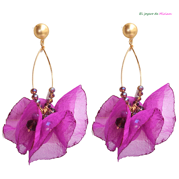 Pendientes pétalos bugamvillas