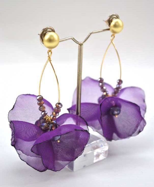 Pendientes pétalos morados