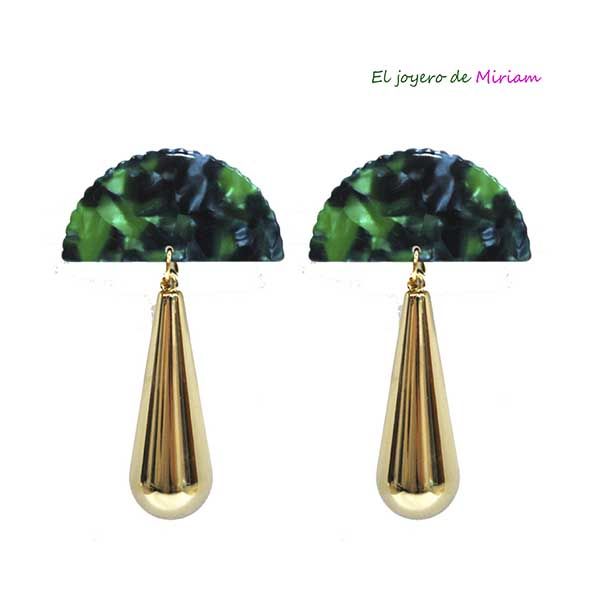 Pendientes verdes resina