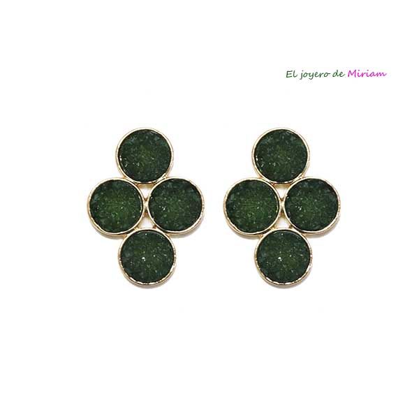 Pendientes verde botella piedras