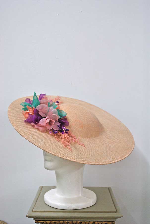 Tocado rosa, turquesa y morado - Imagen 4