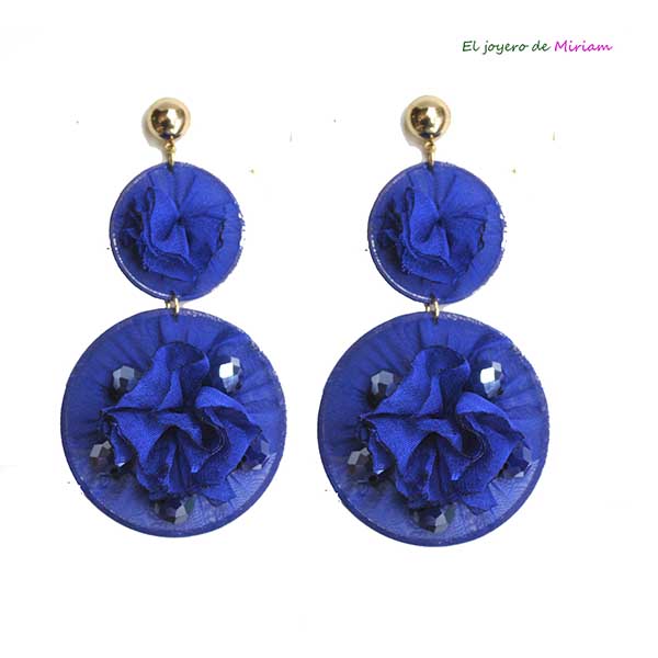 Pendientes azulones flores