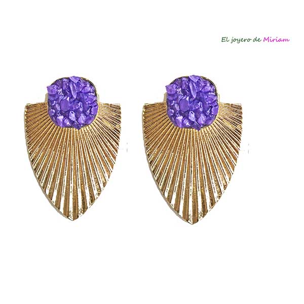 Pendientes morados piedras