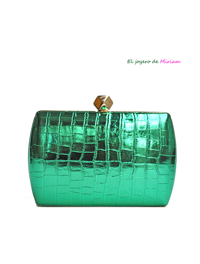Bolso clutch verde metalizado