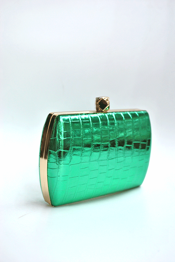 Bolso clutch verde metalizado - Imagen 2