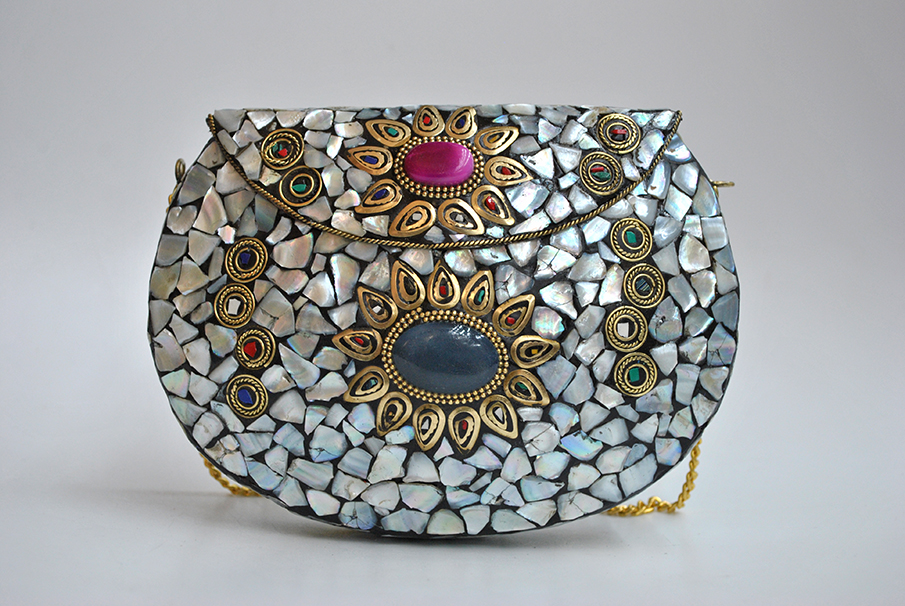 Bolso clutch incrustaciones nácar - Imagen 2