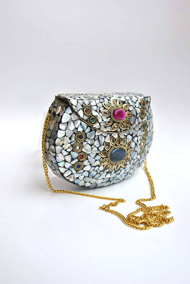 Bolso clutch incrustaciones nácar - Imagen 5