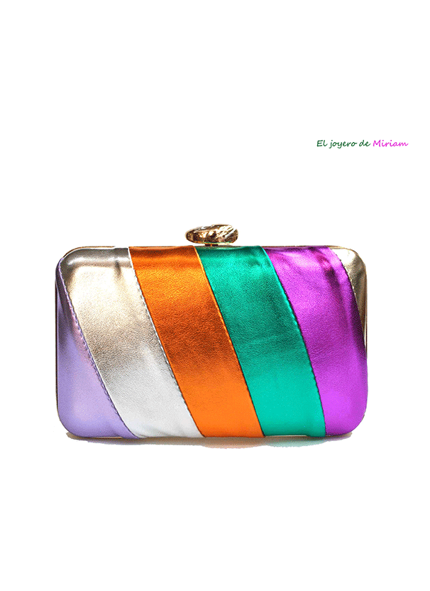 Bolso clutch metalizado rayas