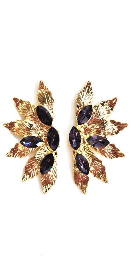 Pendientes berenjena hojas