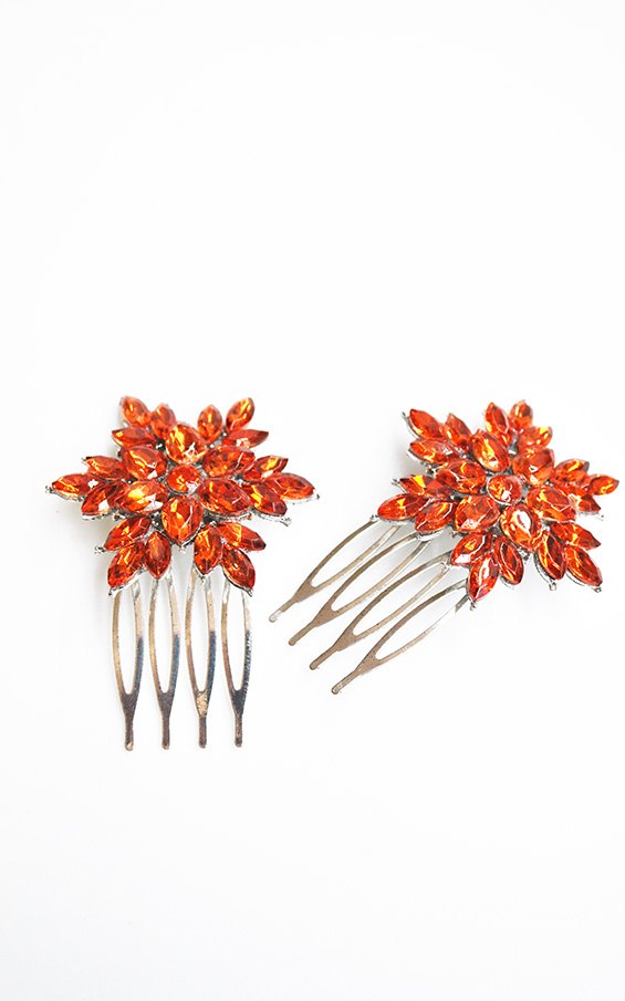 Pareja de peinetas naranjas - Imagen 2
